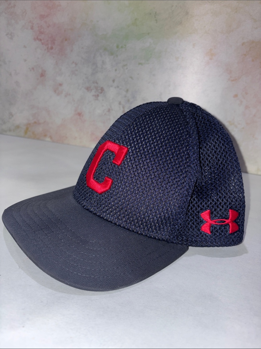 Under Armour youth Cleveland Indians trucker snapback Navy red Mesh Cap vintage